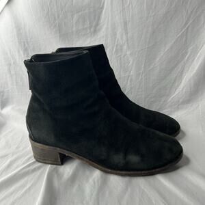 Marsell Suede Block Heel Ankle Boots Size 38.5 (US 8) Black *Blemishes